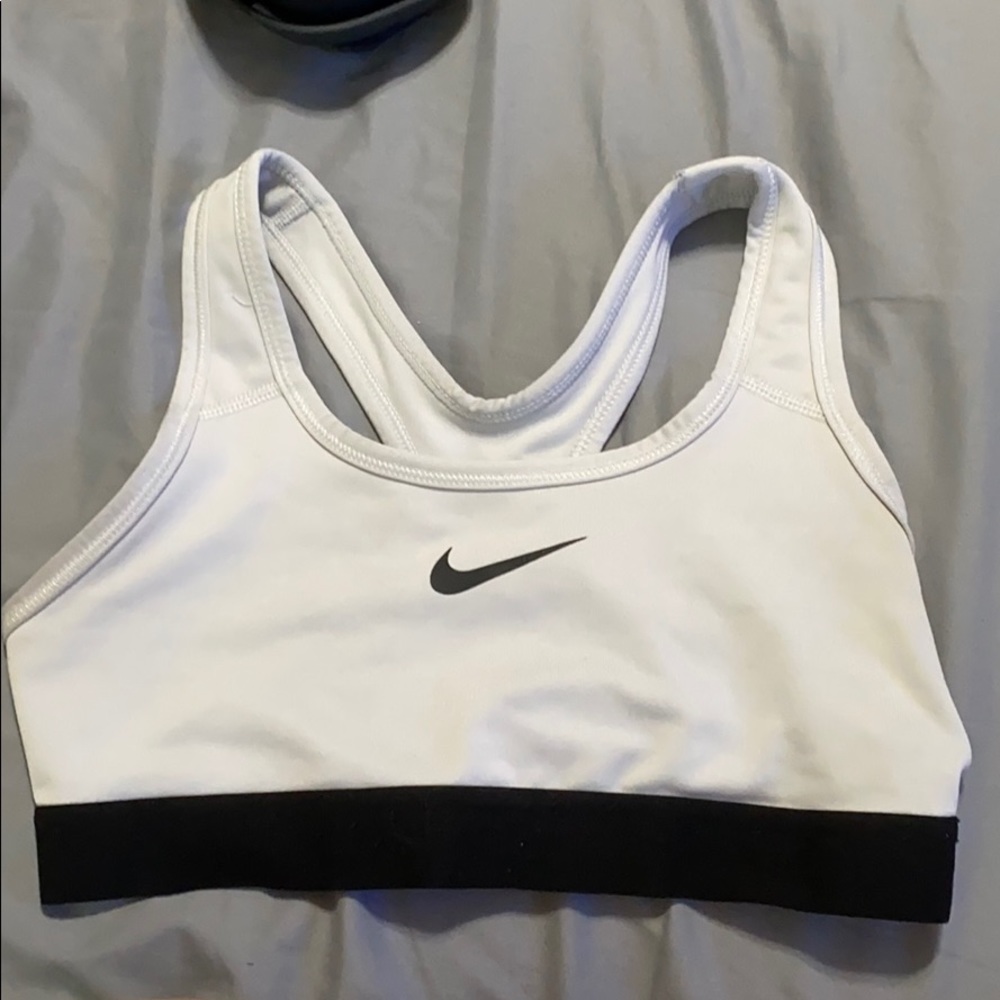 White and black nike sports bra